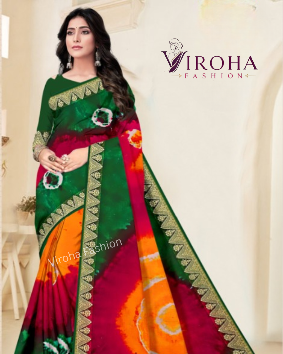 Rangoli Mull Mull Saree(Multicolor)